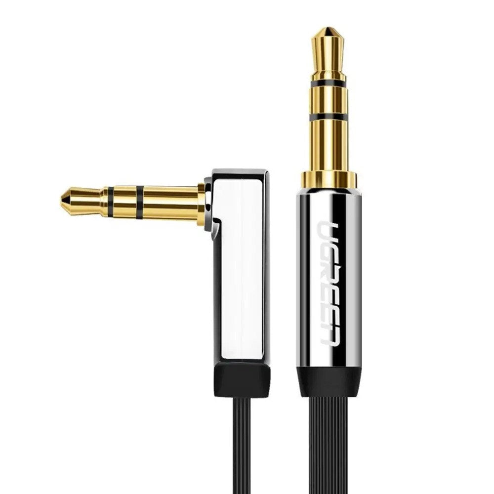 UGREEN Vinklad 3.5mm Minijack Ljudkabel - 2m - Svart / Silver