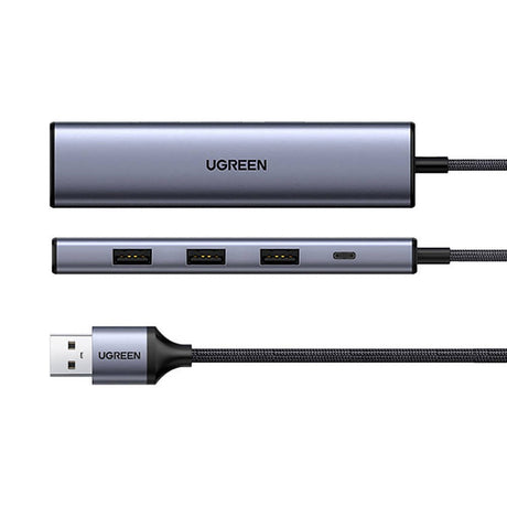 UGREEN 5-i-1 USB-A Adapter - 4 x USB 3.0 + 1 x USB-C-ingång - Grå