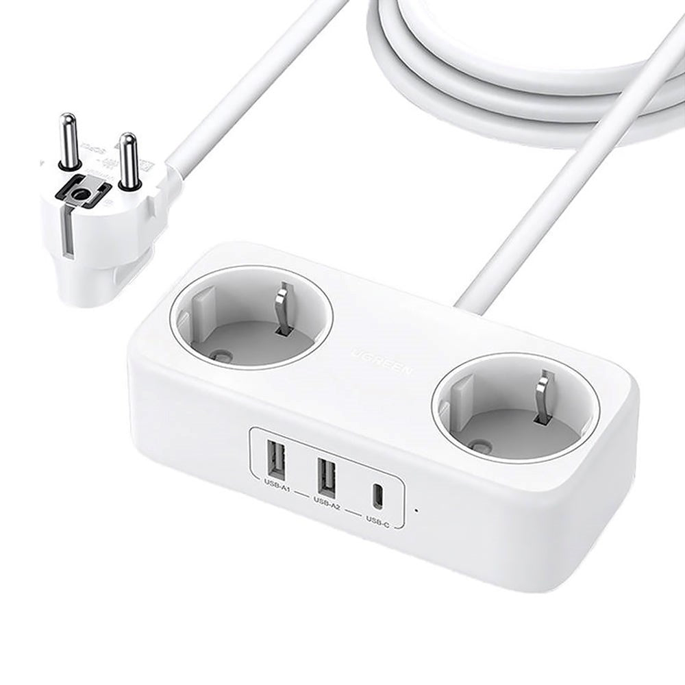 Ugreen Diginest Life Socket med 2 x USB-A & 1 X USB-C-vit