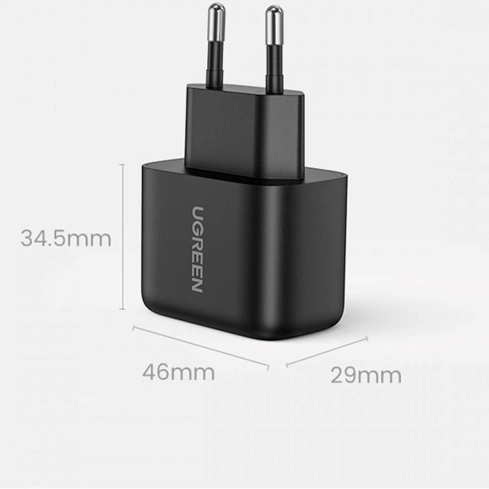 Ugreen 25W PD USB-C Snabbladdare för Vägg - Svart