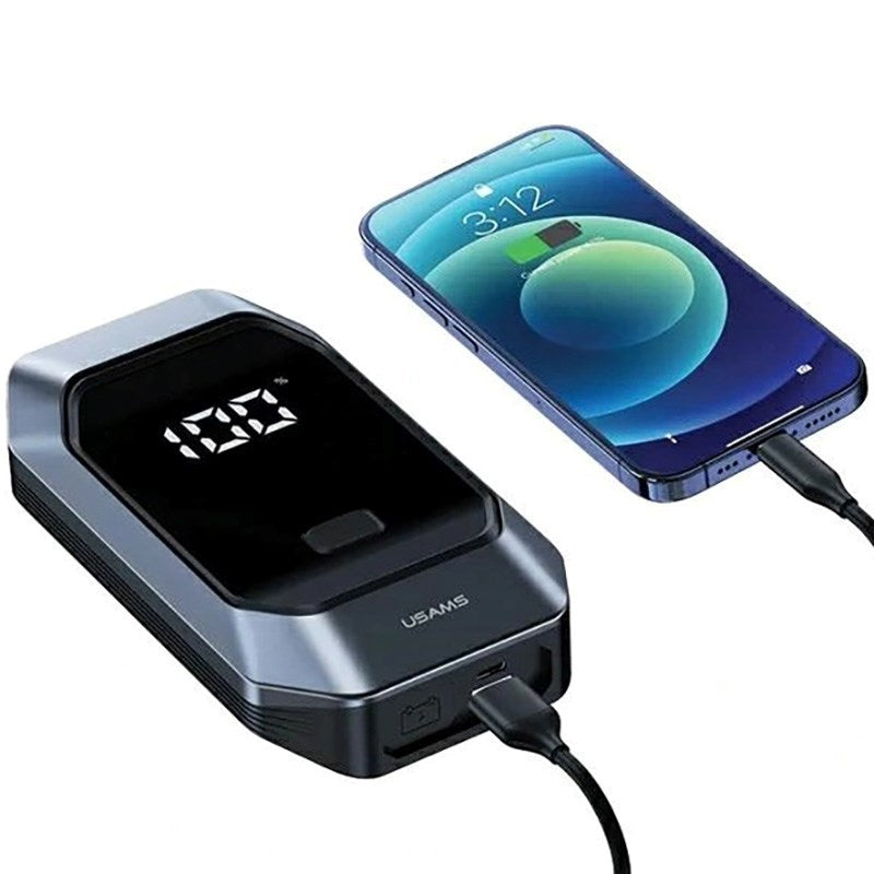 USAMS US-ZB284 15W Powerbank med Startkablar för Bil 8.000 mAh USB-C - Grå