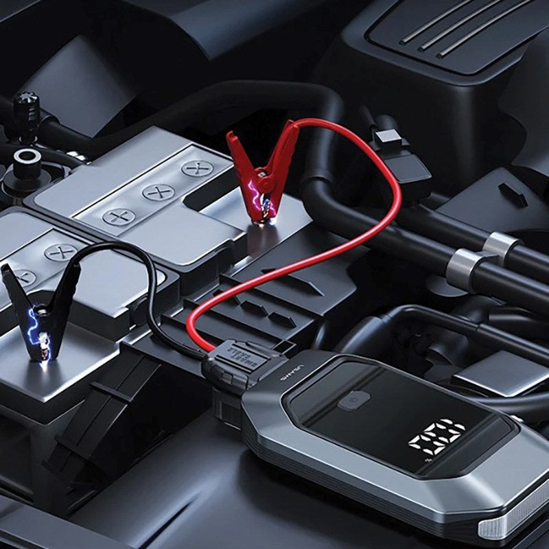 USAMS US-ZB284 15W Powerbank med Startkablar för Bil 8.000 mAh USB-C - Grå