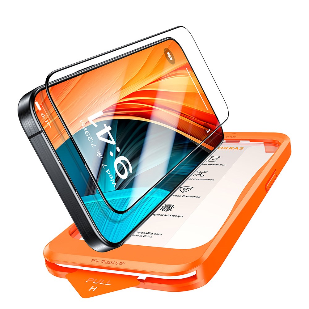 TORRAS iPhone 16 Plus Full Fit Härdat Skärmskyddsglas - Genomskinlig