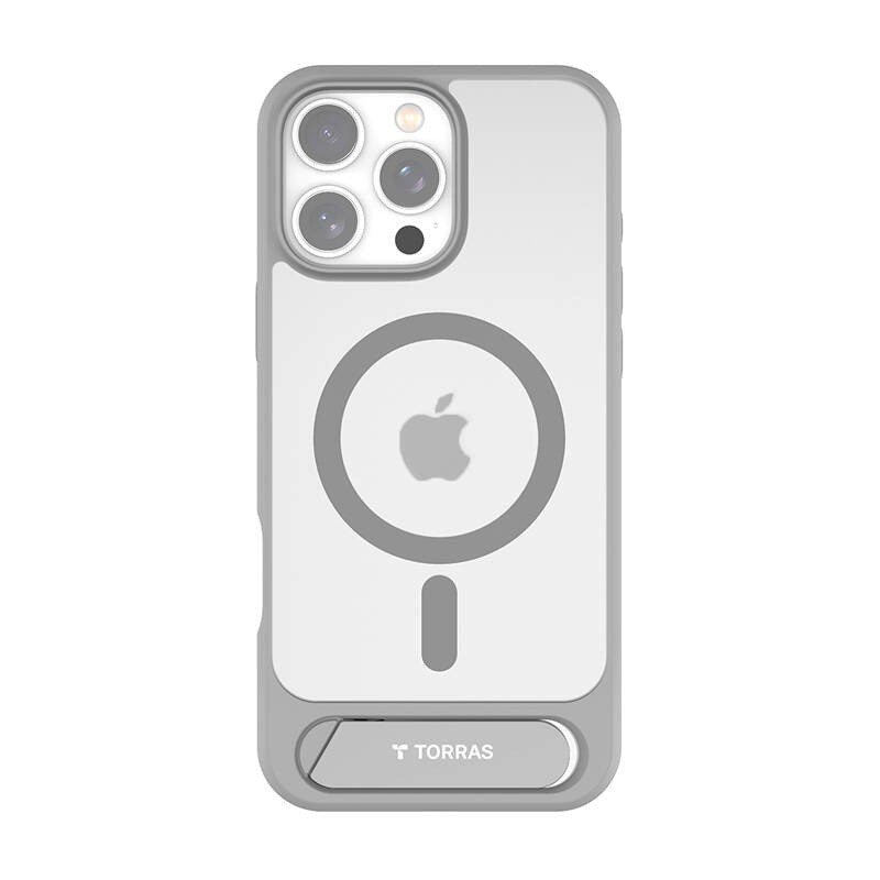 TORRAS iPhone 16 Pro Max Pstand Hybrid Skal m. Ställfunktion - MagSafe Kompatibel - Grå