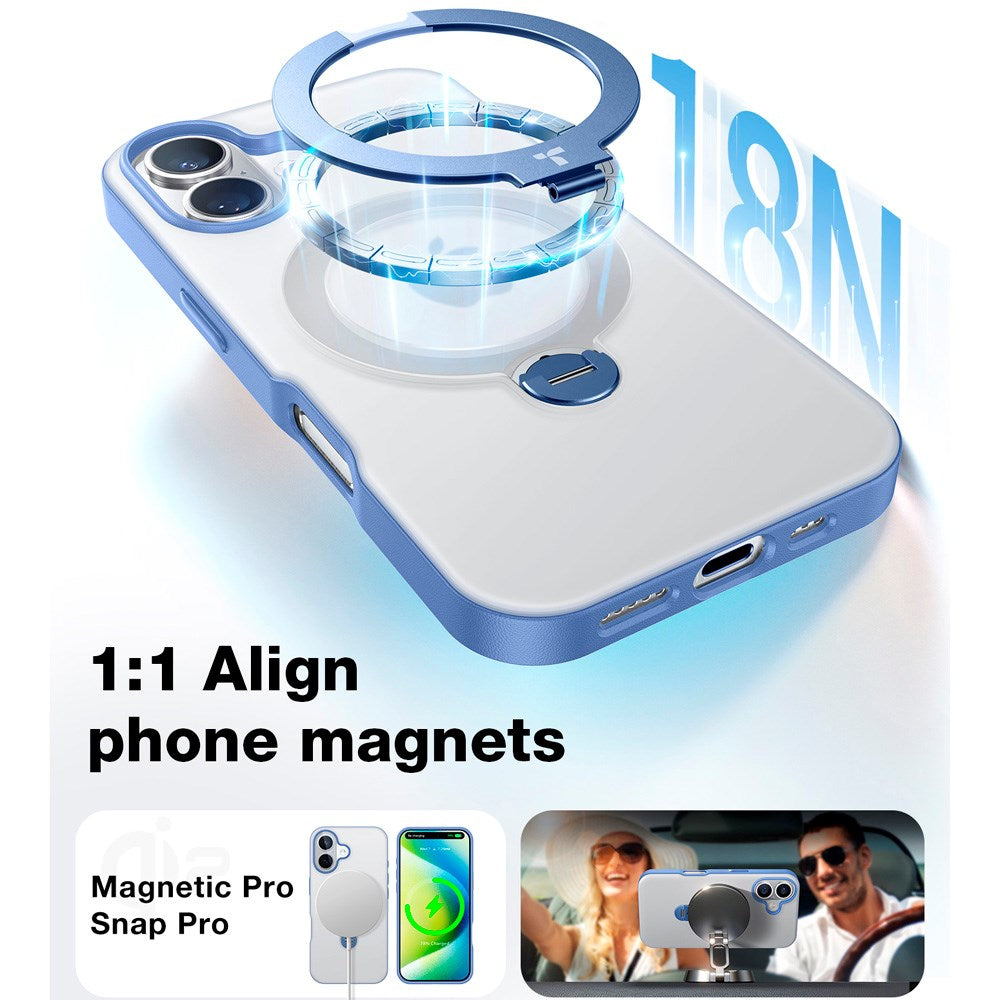 TORRAS iPhone 16 Flexibelt Plast Skal m. Ställfunktion - MagSafe Kompatibel - Blå