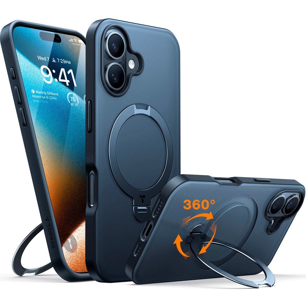 TORRAS iPhone 16 Plus Flexibelt Plast Skal m. Ställfunktion - MagSafe Kompatibel - Svart