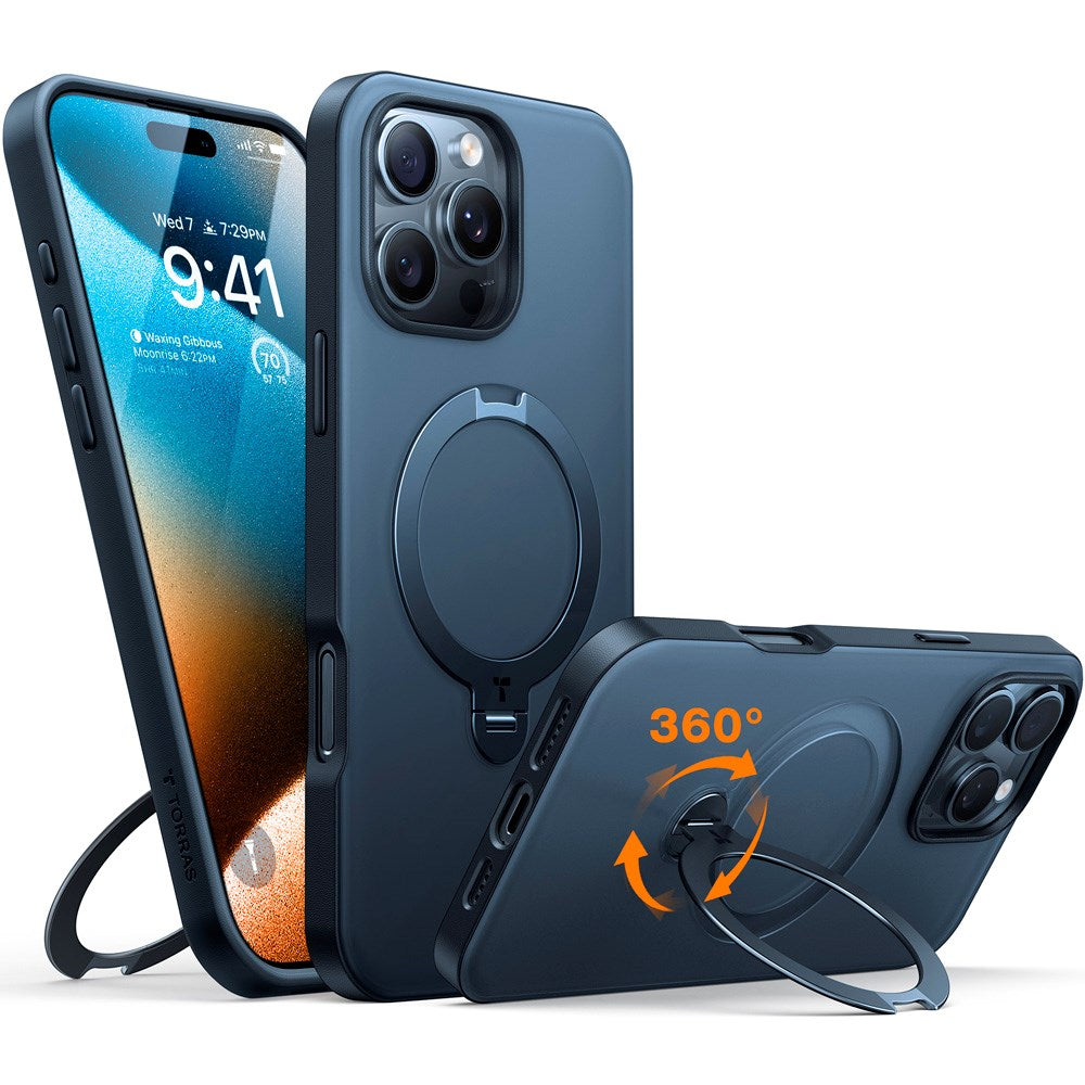 TORRAS iPhone 16 Pro Max Flexibelt Plast Skal m. Ställfunktion - MagSafe Kompatibel - Svart