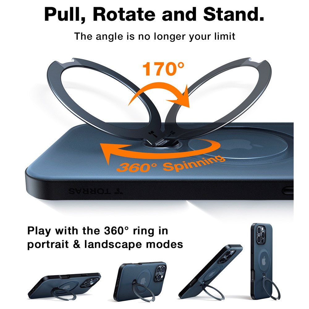 TORRAS iPhone 16 Pro Max Flexibelt Plast Skal m. Ställfunktion - MagSafe Kompatibel - Svart