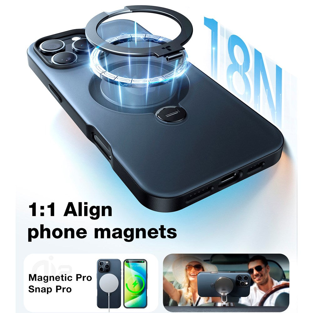 TORRAS iPhone 16 Pro Max Flexibelt Plast Skal m. Ställfunktion - MagSafe Kompatibel - Svart