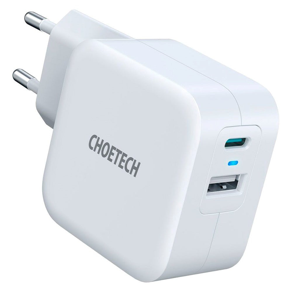 Choetech 38W Väggladdare med USB-A & USB-C - Vit