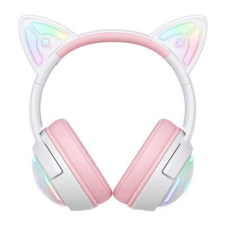 ONIKUMA GT838 Cat Ear Gaming Headset - Vit / Rosa