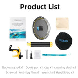 TELESIN Vattentätt Dome Fodral med Handtag för GoPro Hero 9 / 10 / 11 / 12 / 13 - Genomskinlig / Svart