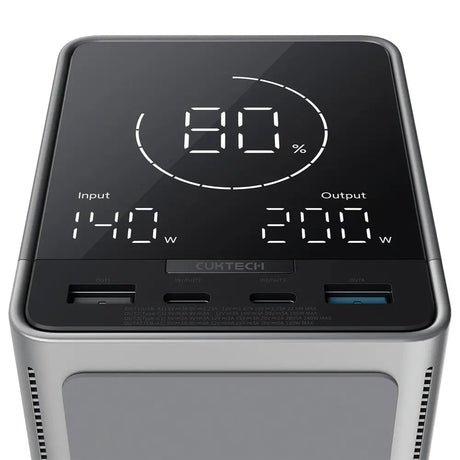CUKTECH 300W PowerBank m. Trådlös Laddning - 2x USB-C & 2x USB-A - 40.000 mAh - Svart