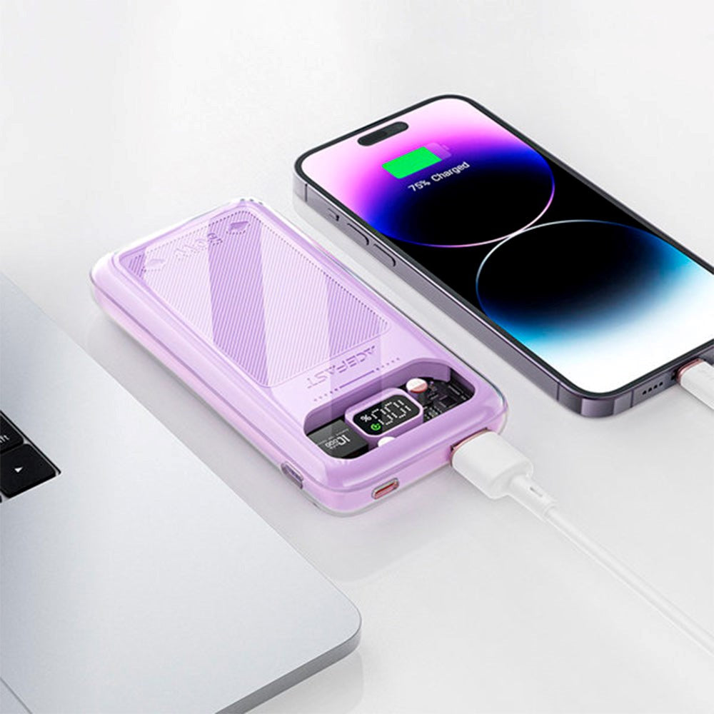 Acefast Sparkling Series Powerbank med USB-A & USB-C 30W - 10 000 mAh - Grön