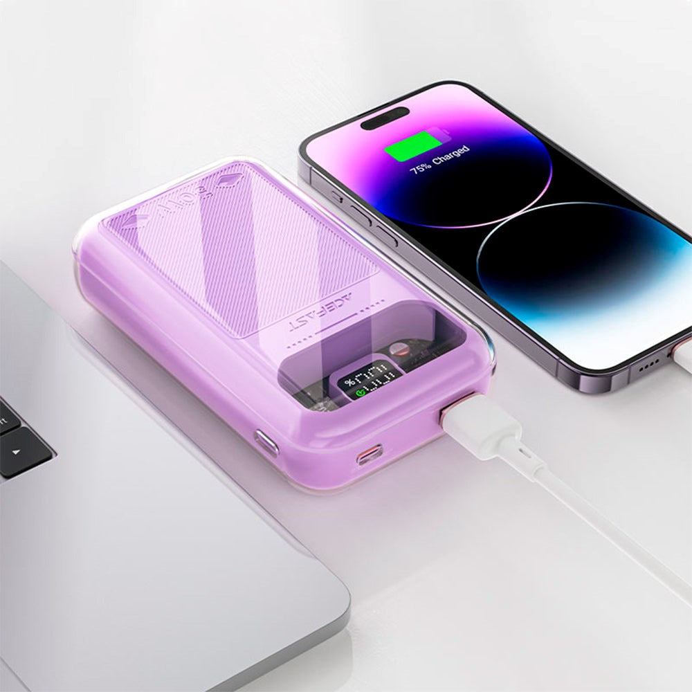 Acefast Sparkling Series Powerbank med USB-A & USB-C 30W - 20 000 mAh - Grön