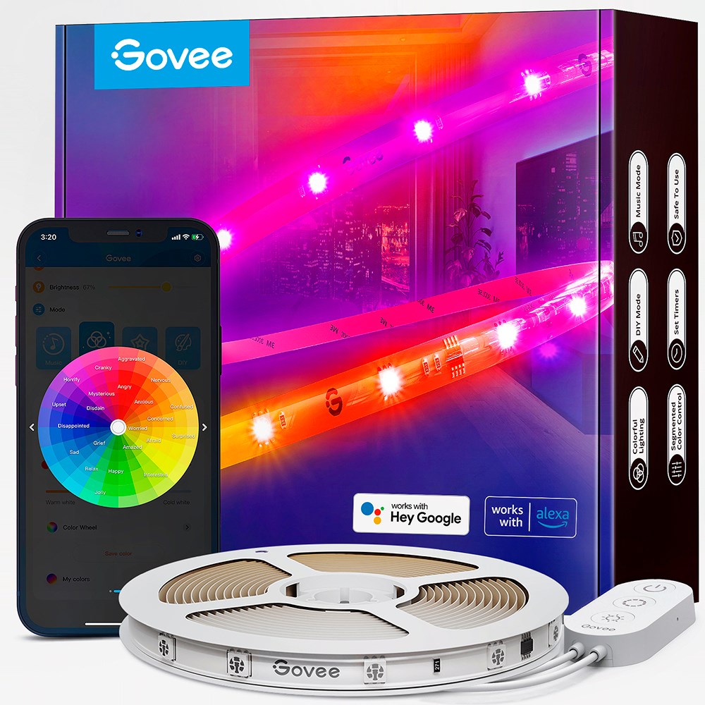 Govee RGBIC 5m LED Silicone Lightstrip - Vit