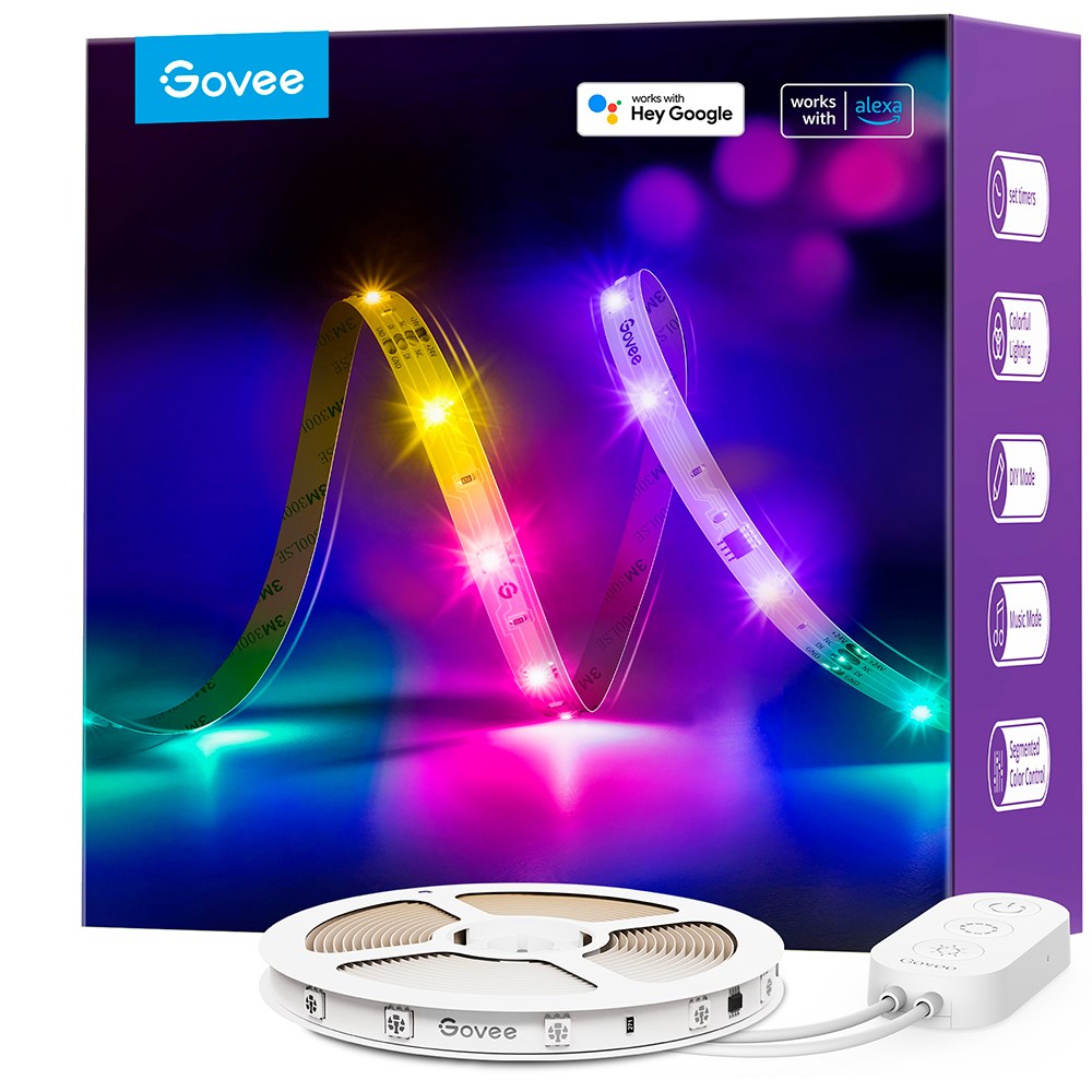 Govee Basic Wi-Fi + Bluetooth RGBIC LED Strip Lights - 5m - Vit