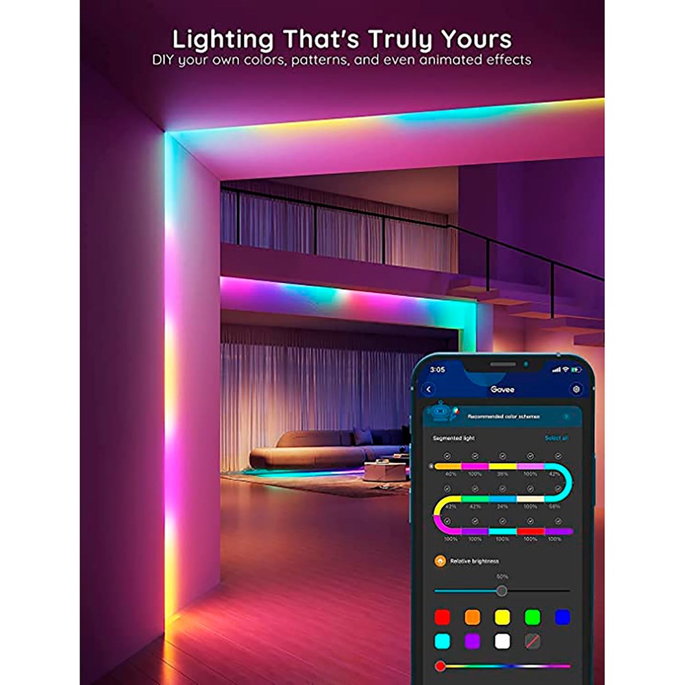 Govee Basic Wi-Fi + Bluetooth RGBIC LED Strip Lights - 5m - Vit