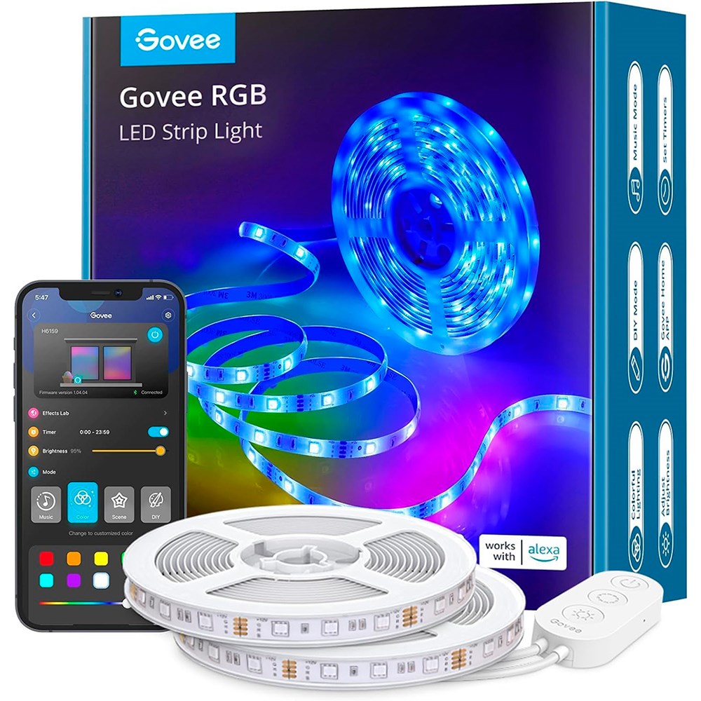 Govee Smart Wi-Fi + Bluetooth RGB LED Strip Lights 2x5m