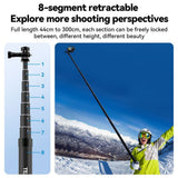 TELESIN Teleskopisk Selfiepinne med Silikonhandtag - 3 meter - Svart / Grå