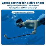 TELESIN Vattentät Selfiepinne med 360 Graders Roterbar Led - Svart / Grå