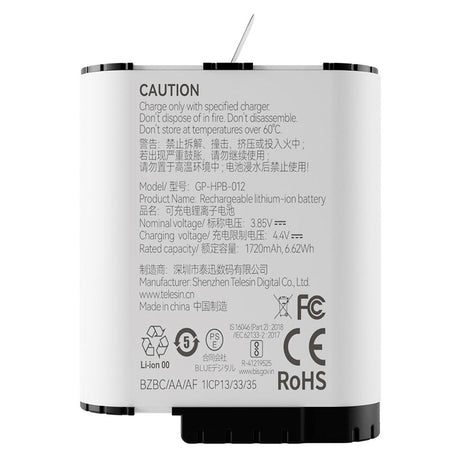 TELESIN Stamina Batteri till GoPro Hero 9 / 10 / 11 / 12 - Vit