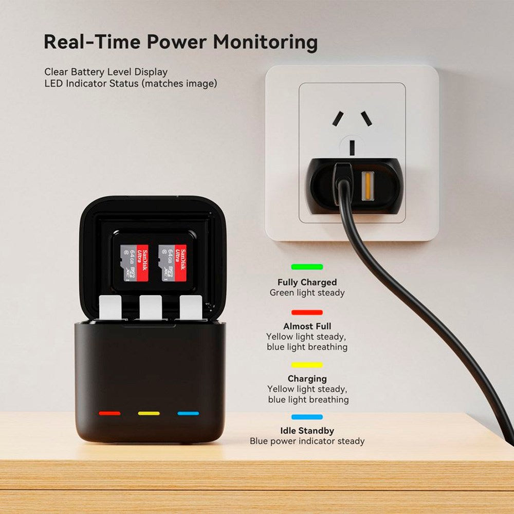 TELESIN Batteri Laddningsfodral för GoPro Hero 13 - Svart