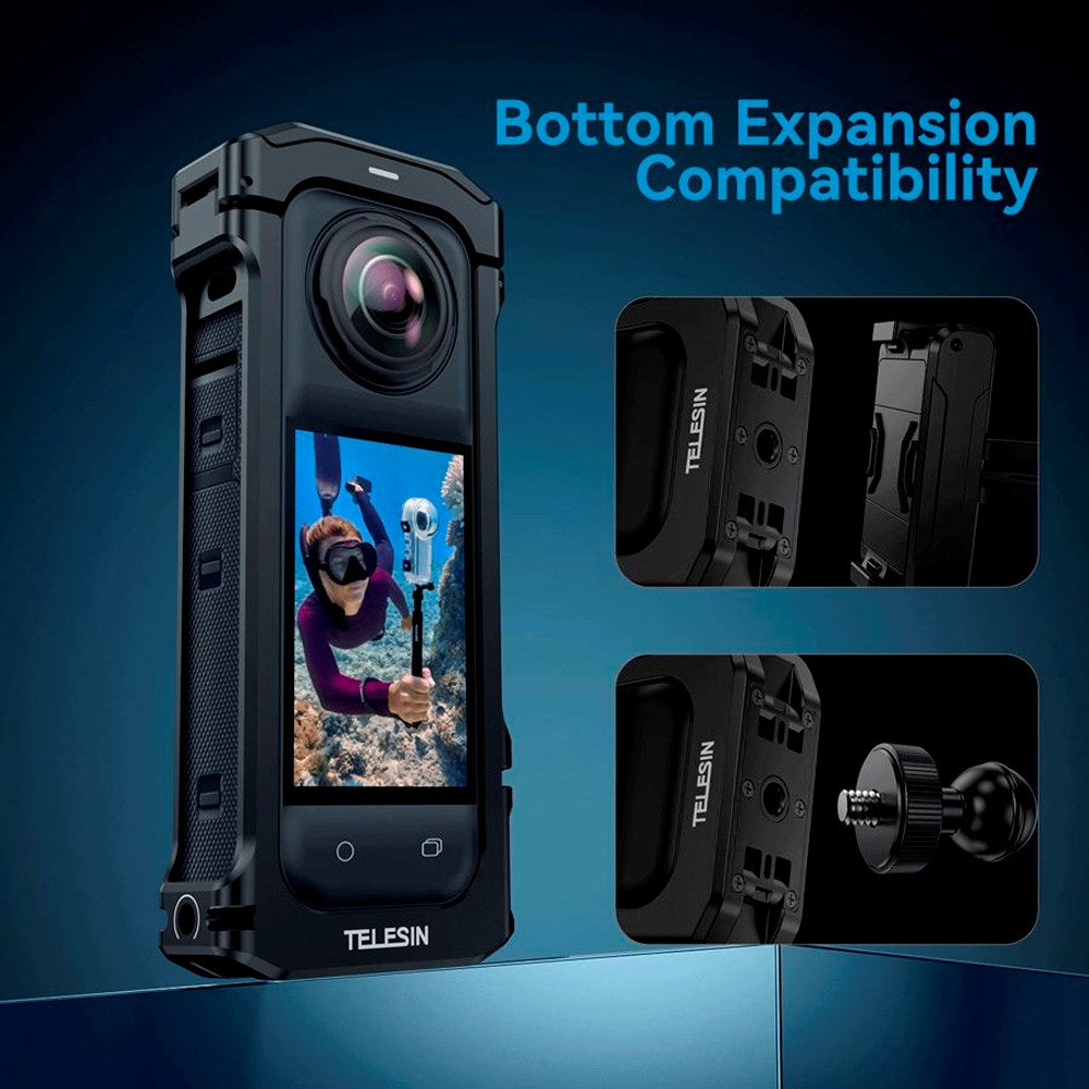 TELESIN Metal Cage för Insta360 X4 - Svart