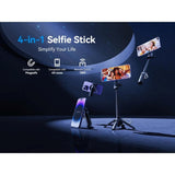 XO SS22 Multifunktionell Selfiepinne med Inbyggt Stativ & Avtryckarknapp - MagSafe Kompatibel - Svart