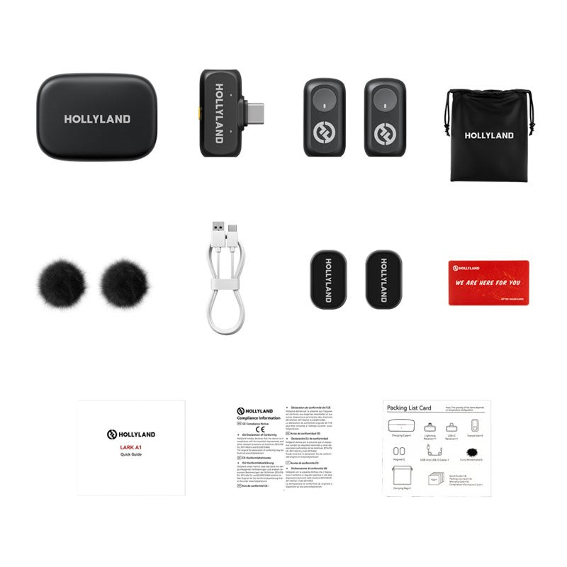 Hollyland LARK A1 Trådlös Mikrofon Duo med 1 x USB-C RX - Svart