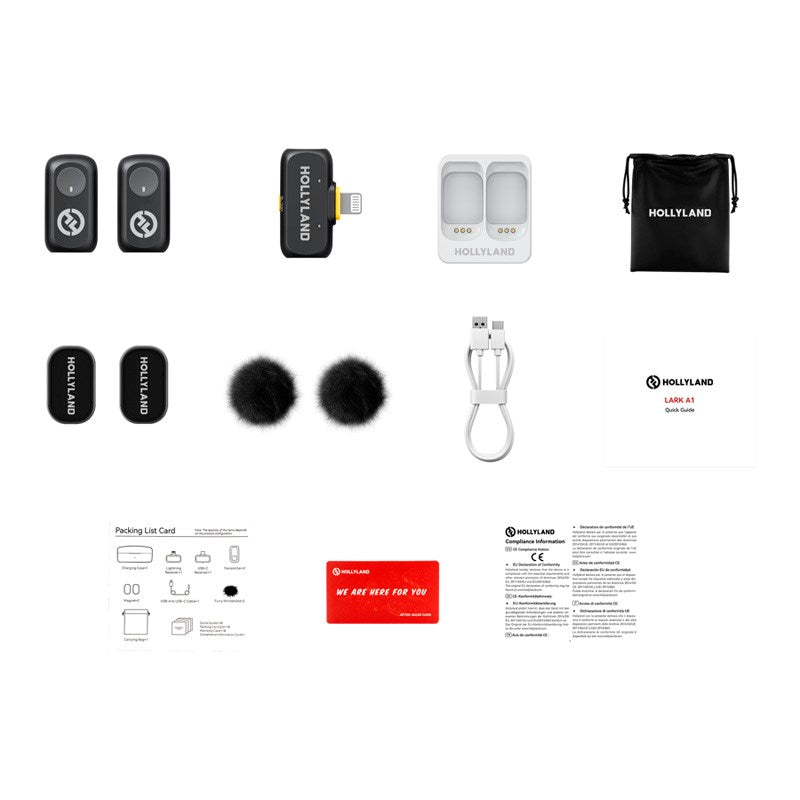 Hollyland Lark A1 Mini Duo Trådlös Mikrofon med Lightning - Svart