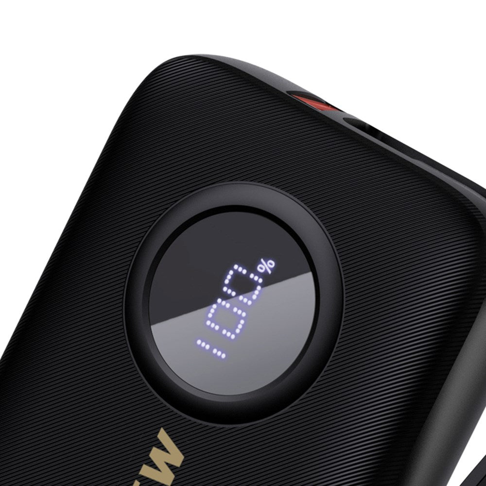 Dudao K14 10.000 mAh PowerBank m. Inbyggd USB-C Kabel & Lightning Kabel - Svart