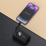 Dudao K14 10.000 mAh PowerBank m. Inbyggd USB-C Kabel & Lightning Kabel - Svart