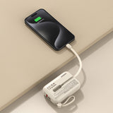 Dudao K14 10.000 mAh PowerBank m. Inbyggd USB-C Kabel & Lightning Kabel - Beige