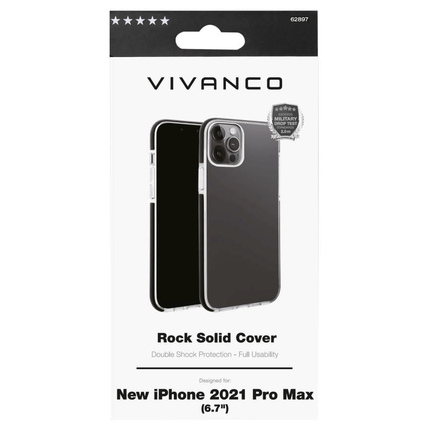 iPhone 13 Pro Max Vivanco Rock Solid Skal - Transparent / Svart