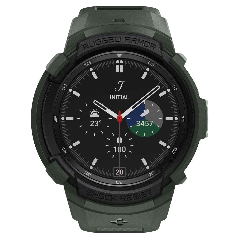 Samsung Galaxy Watch 4 Classic (46mm) Spigen Rugged Armor Pro Case - Skal med Rem - Grön