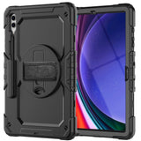 Samsung Galaxy Tab S9+ (Plus) Tech-Protect Solid360 Tough Case m. Skyddsfilm, Handhållare och Axelband - Svart