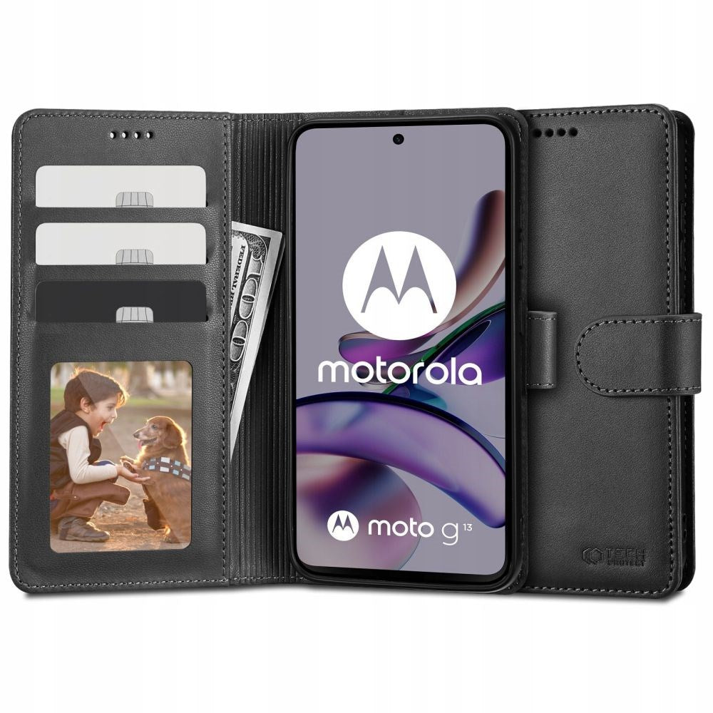 Motorola Moto G13 / G23 / G53 Tech-Protect Flip Wallet m. Plånbok - Svart