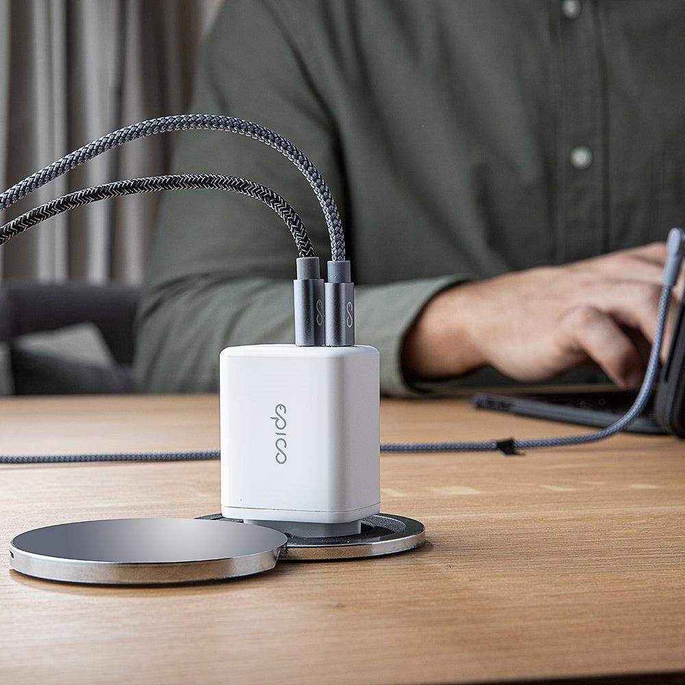 Epico Väggladdare PD 45W m. 2 x USB-C - Vit