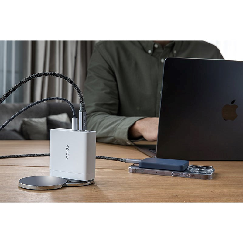 Epico Väggladdare PD 140W GaN med 2 x USB-C & 1 x USB-A - Vit