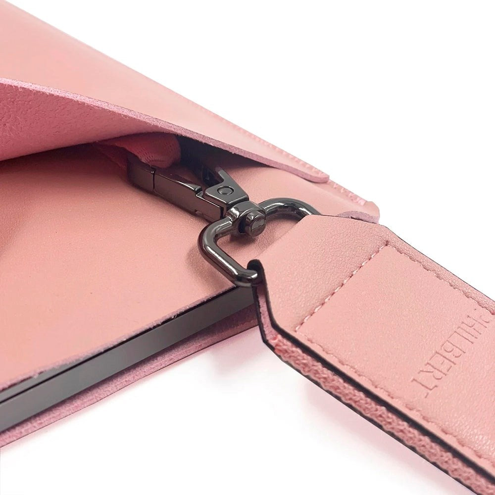 Philbert UltraSlim Vegansk Läder Sleeve med Rem för MacBook / Laptop 15" (35,5 x 25 x 2 cm) - Rosa