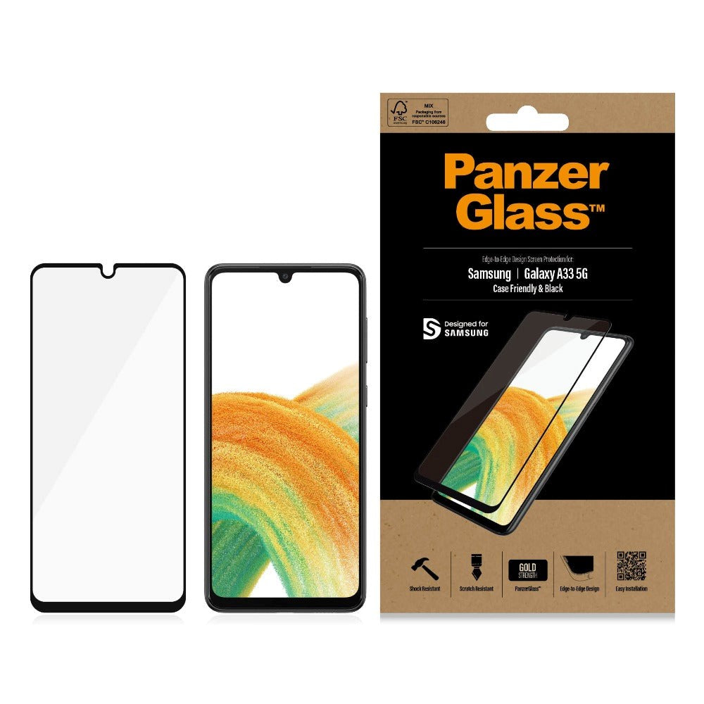 Samsung Galaxy A33 (5G) PanzerGlass Edge-to-Edge Screen Protector-Case-Friendly-Black Edge