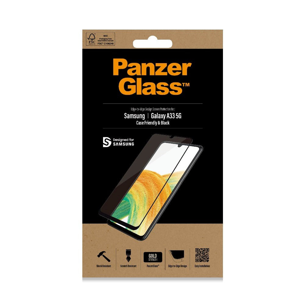 Samsung Galaxy A33 (5G) PanzerGlass Edge-to-Edge Screen Protector-Case-Friendly-Black Edge