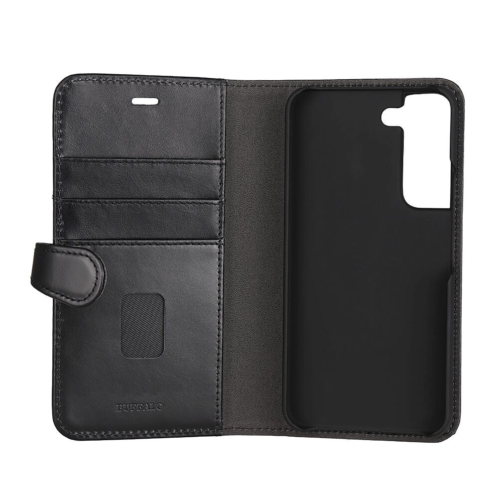 Samsung Galaxy S22 GEAR Buffalo Wallet Plånboksfodral Äkta Läder - Svart