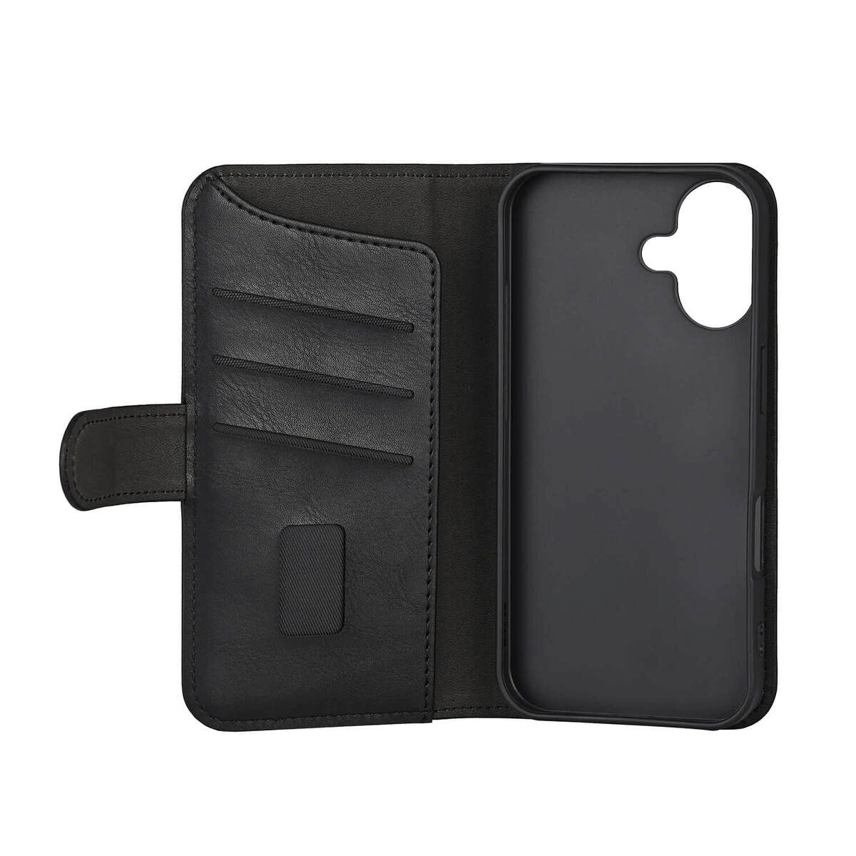 iPhone 16 Plus GEAR Wallet - Läder Plånboksfodral 3 Kort - MagSafe Kompatibel - Svart