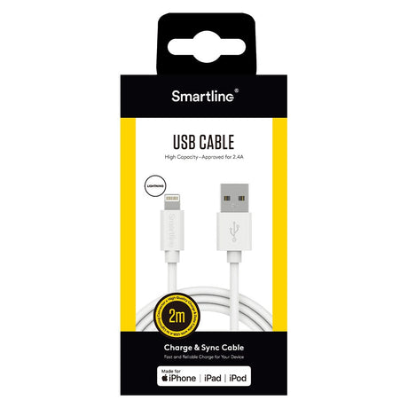 SMARTLINE USB-A TO Lightning Cable 2 m. - Vit