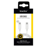 Smartline (3A/15W) USB-C till USB-C-kabel 1 m. - Vit