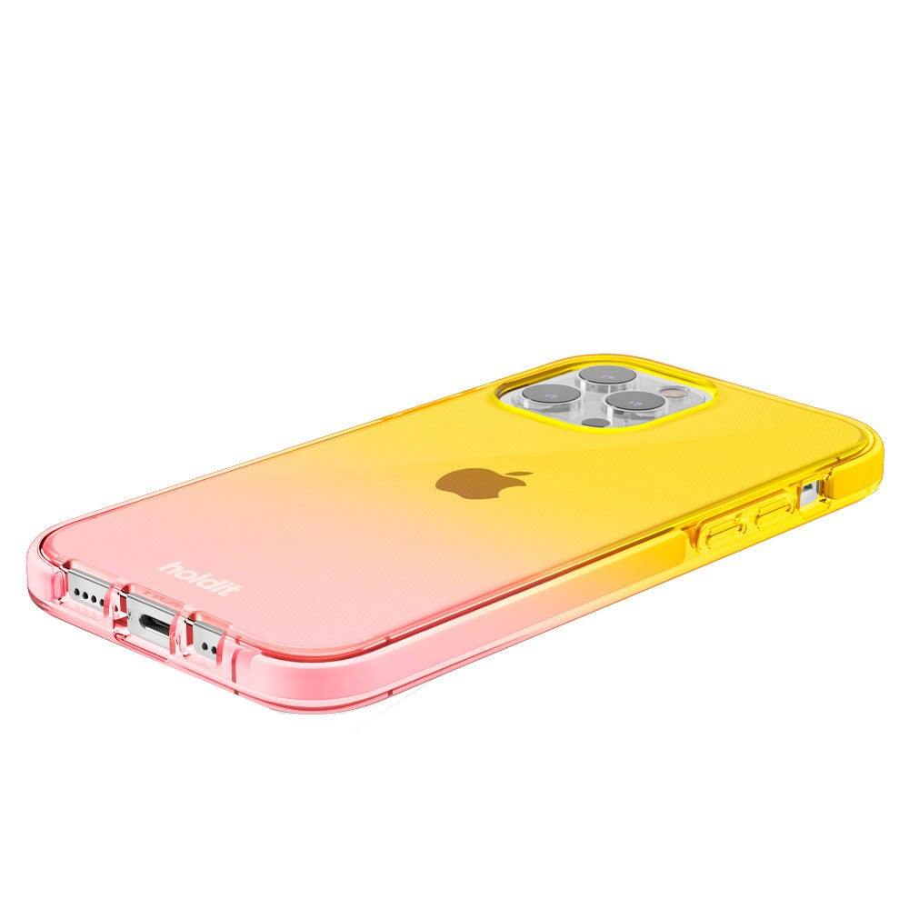 Holdit iPhone 13 Pro Seethru Skal - Gradient Bright Pink/Orange Juice