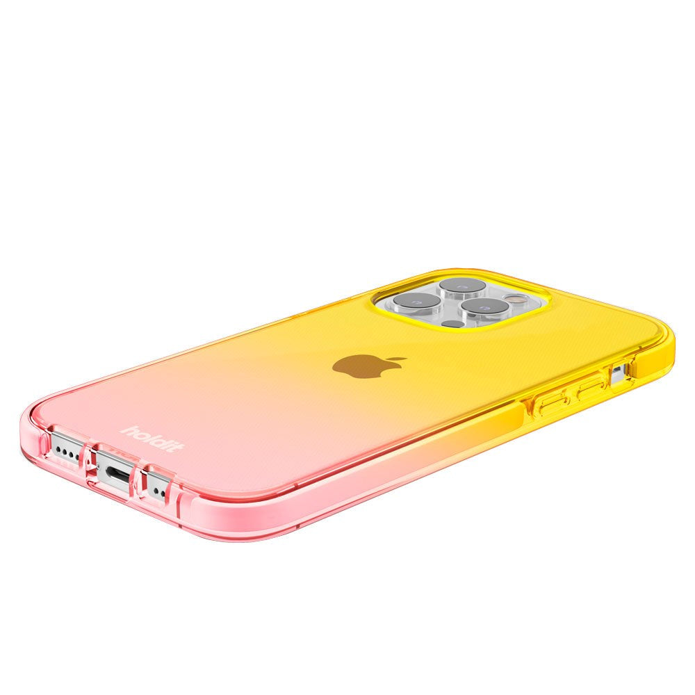 Holdit iPhone 14 Pro Seethru Skal - Gradient Bright Pink/Orange Juice