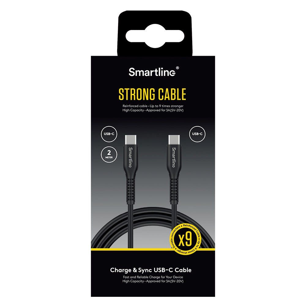 Smartline Strong USB-C till USB-C Kabel 2 Meter - Svart